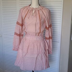 ♡♡♡ Terra Cotta Gingham Dress Mini SZ Sm Med Lg